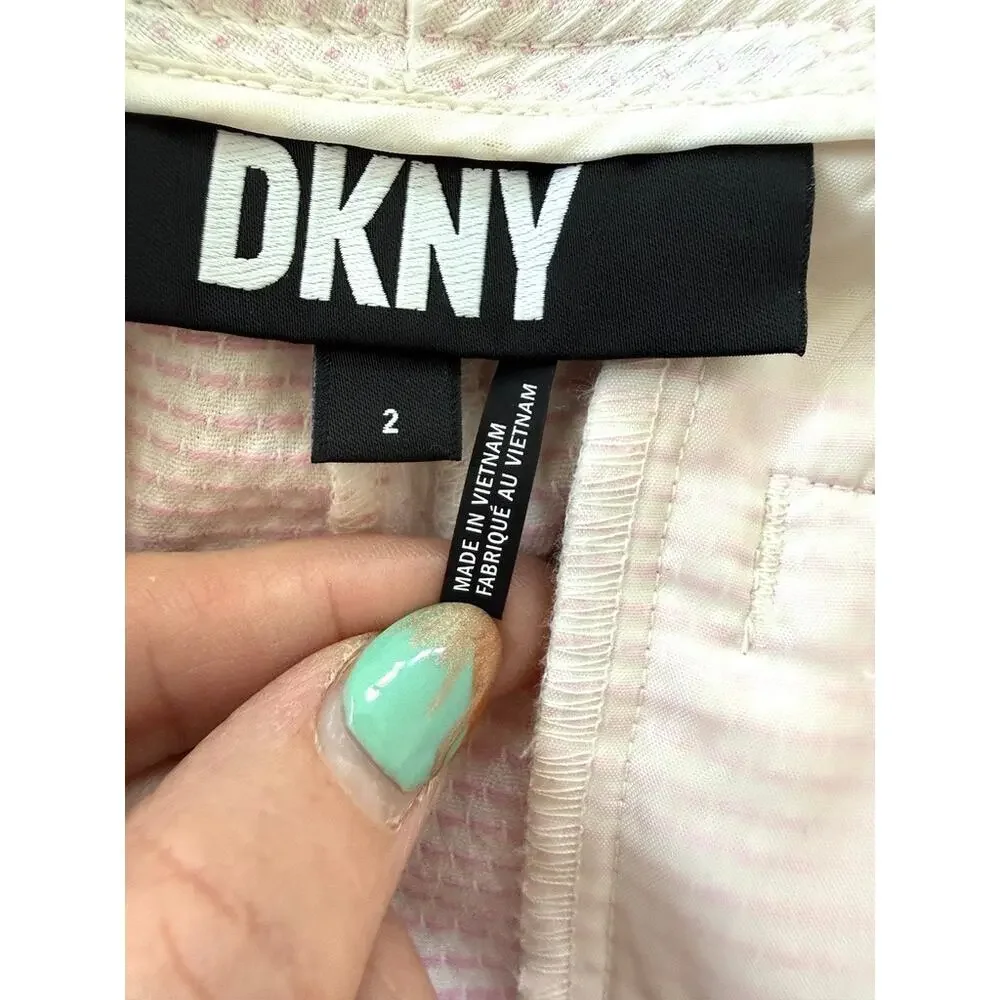 DKNY Textured Ankle Pants Light Pink Slim Career‎ Workwear Size 2 Office Chic